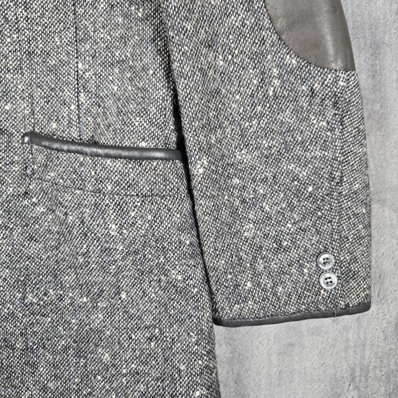 Vintage Pendleton Gray Tweed Wool Tweed Blazer Jacket Men’s 42L Elbow Patch - Picture 4 of 9